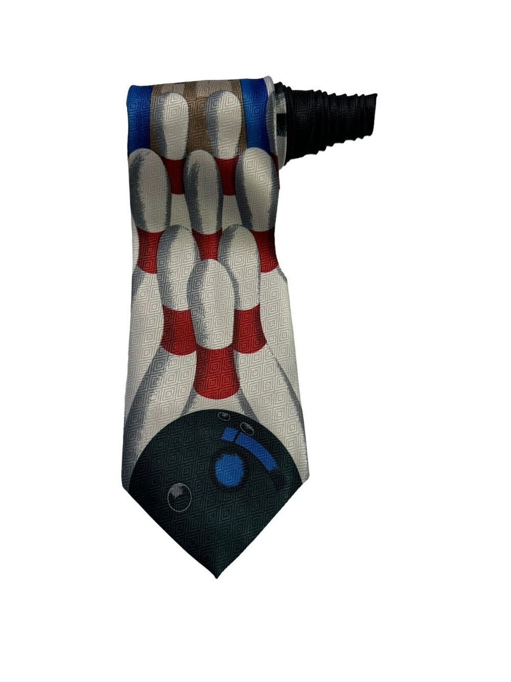 Essex Bowling Pins Ball Strike Vintage Novelty Necktie